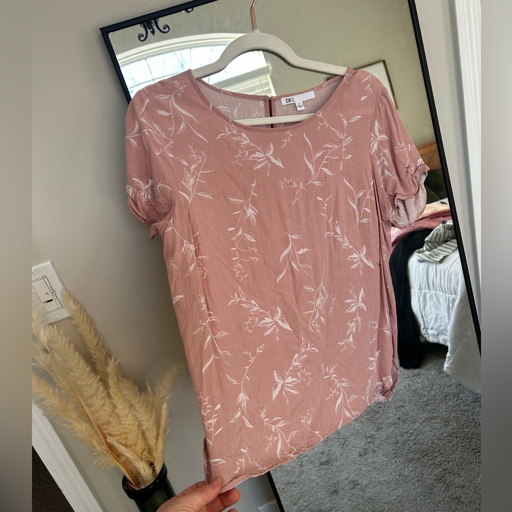 Pink White Floral Blouse